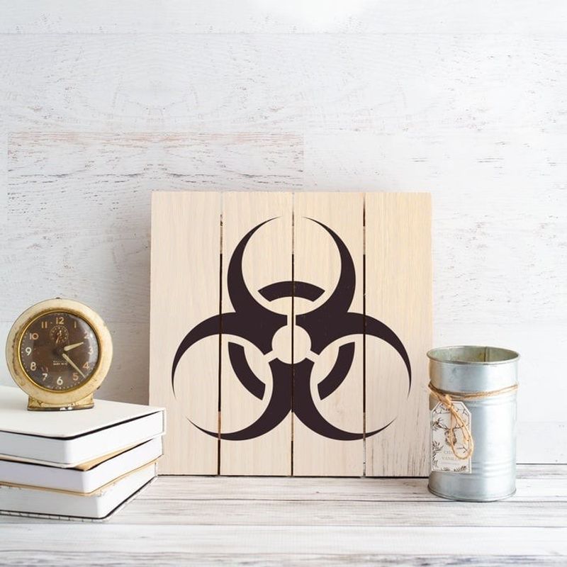 Casa si Gradina - Decoratiuni - DIY - Sabloane decorative pereti - Sablon Perete vopsire, tencuiala 0.7mm Biohazard Refolosibil, model MXSP7208, 500 x 500 mm, 0.70 mm - Infinity.ro
