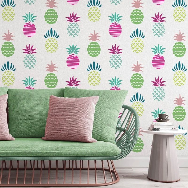 Casa si Gradina - Decoratiuni - DIY - Sabloane decorative pereti - Sablon Perete vopsire, tencuiala 900x600x0.7mm Styled Pineapple Refolosibil, model MXSP7113 - Infinity.ro