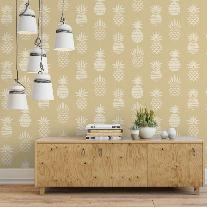 Casa si Gradina - Decoratiuni - DIY - Sabloane decorative pereti - Sablon Perete vopsire, tencuiala 900x600x0.7mm Styled Pineapple Refolosibil, model MXSP7113 - Infinity.ro