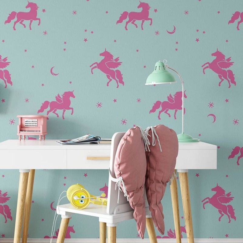 Casa si Gradina - Decoratiuni - DIY - Sabloane decorative pereti - Sablon Perete vopsire, tencuiala 900x600x0.7mm Magical Unicorn Refolosibil, model MXSP7118 - Infinity.ro