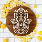 Casa si Gradina - Decoratiuni - DIY - Sabloane decorative pereti - Sablon Perete vopsire, tencuiala x0.7mm Hamsa Palm Mandala Refolosibil, model MXSP7143, 300 x 300 mm - Infinity.ro