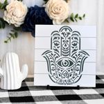 Casa si Gradina - Decoratiuni - DIY - Sabloane decorative pereti - Sablon Perete vopsire, tencuiala x0.7mm Hamsa Palm Mandala Refolosibil, model MXSP7143, 800 x 800 mm - Infinity.ro