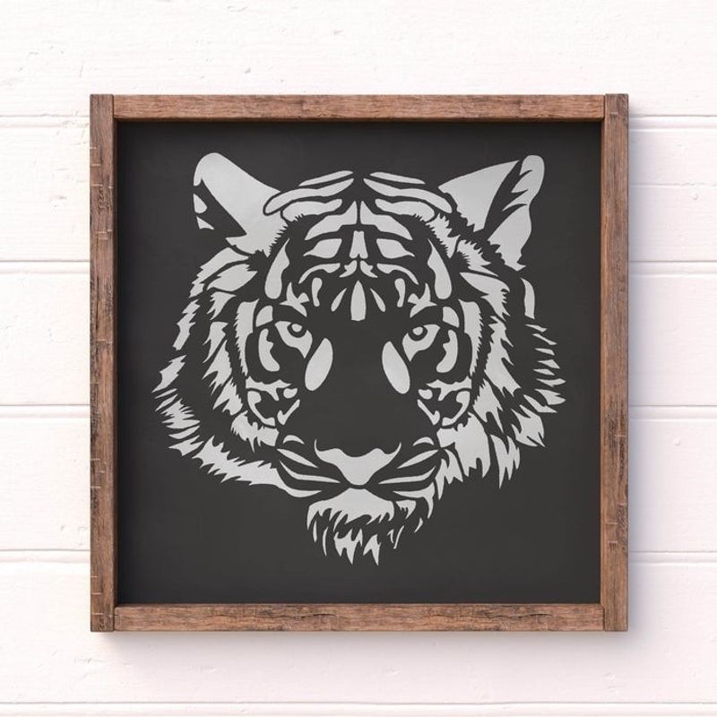 Casa si Gradina - Decoratiuni - DIY - Sabloane decorative pereti - Sablon Perete vopsire, tencuiala 0.7mm Cap de Tigru model MXSP7403, 800 x 800 mm - Infinity.ro
