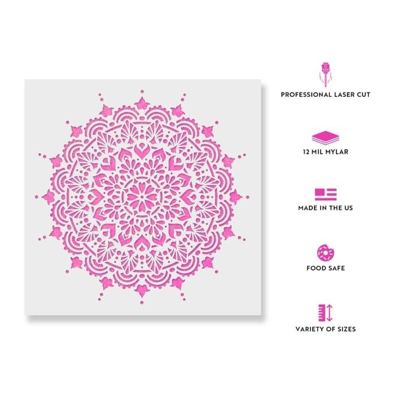 Casa si Gradina - Decoratiuni - DIY - Sabloane decorative pereti - Sablon Perete vopsire, tencuiala 0.7mm Paradise Mandala Refolosibil, model MXSP7146, 500 x 500 mm - Infinity.ro