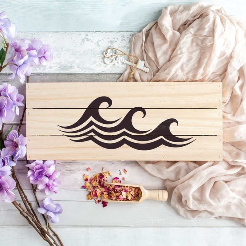 Casa si Gradina - Decoratiuni - DIY - Sabloane decorative pereti - Sablon Perete vopsire, tencuiala 0.7mm Waves Stencil Refolosibil, model MXSP7177, 100 x 100 mm - Infinity.ro