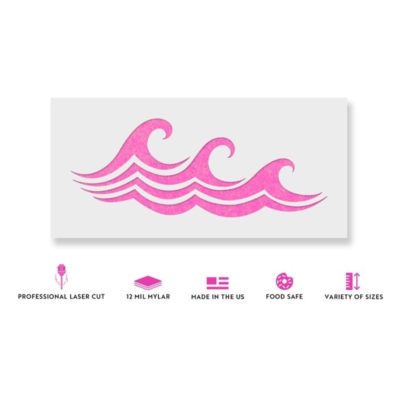 Casa si Gradina - Decoratiuni - DIY - Sabloane decorative pereti - Sablon Perete vopsire, tencuiala 0.7mm Waves Stencil Refolosibil, model MXSP7177, 100 x 100 mm - Infinity.ro