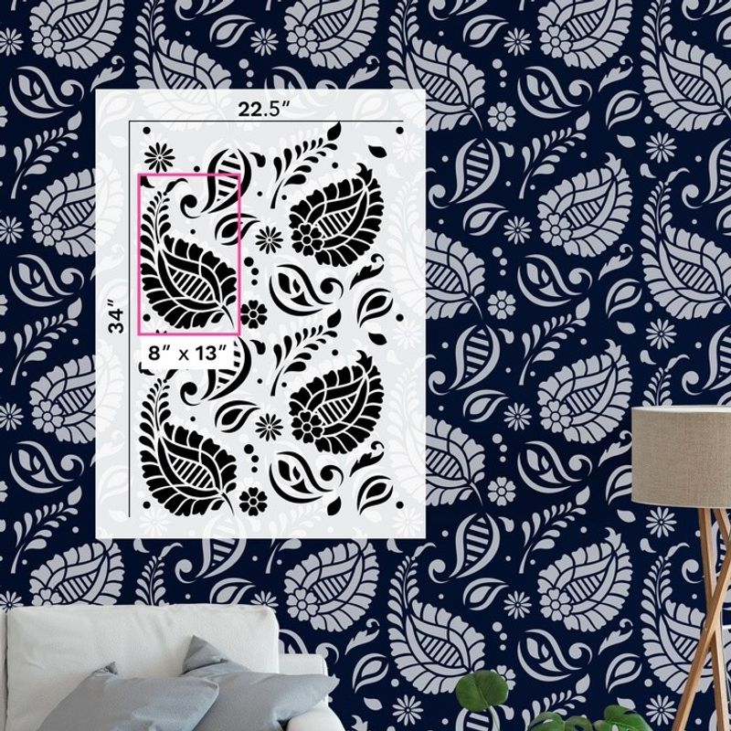 Casa si Gradina - Decoratiuni - DIY - Sabloane decorative pereti - Sablon Perete vopsire, tencuiala 900x600x0.7mm Paisley Refolosibil, model MXSP7074 - Infinity.ro