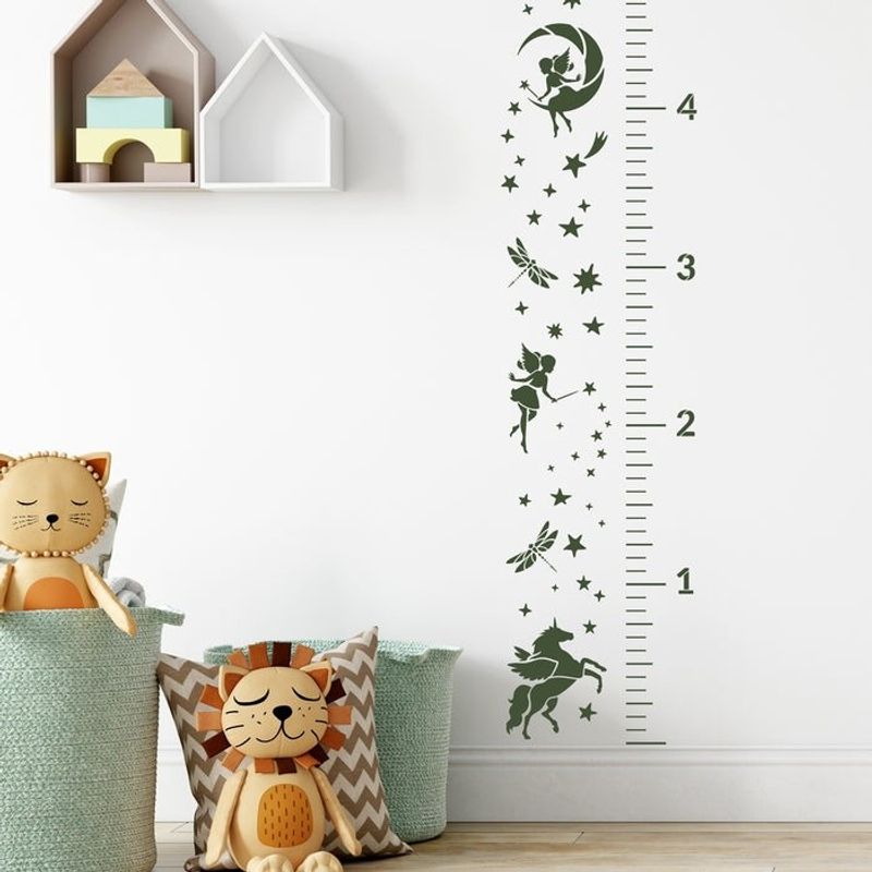 Casa si Gradina - Decoratiuni - DIY - Sabloane decorative pereti - Sablon Perete vopsire, tencuiala 900x600x0.7mm Fairy Unicorn Growth Chart Refolosibil, model MXSP7106 - Infinity.ro