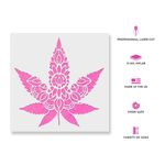 Casa si Gradina - Decoratiuni - DIY - Sabloane decorative pereti - Sablon Perete vopsire, tencuiala 0.7mm Mandala Weed Leaf Refolosibil, model MXSP7187, 600 x 600 mm - Infinity.ro