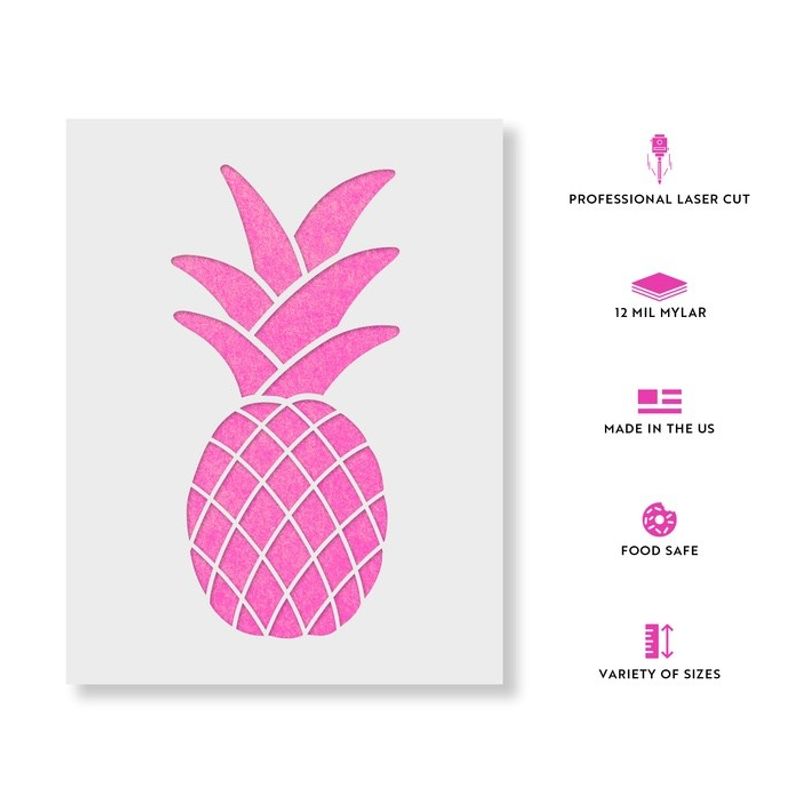 Casa si Gradina - Decoratiuni - DIY - Sabloane decorative pereti - Sablon Perete vopsire, tencuiala 0.7mm Simple Pineapple Refolosibil, model MXSP7197, 100 x 100 mm - Infinity.ro