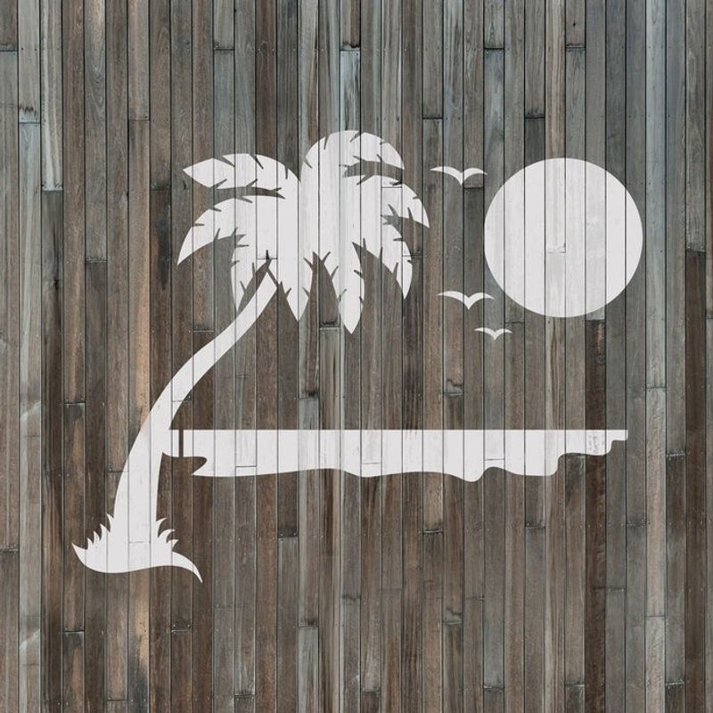 Casa si Gradina - Decoratiuni - DIY - Sabloane decorative pereti - Sablon Perete vopsire, tencuiala 0.7mm Beach Stencil Refolosibil, model MXSP7174, 400 x 400 mm - Infinity.ro