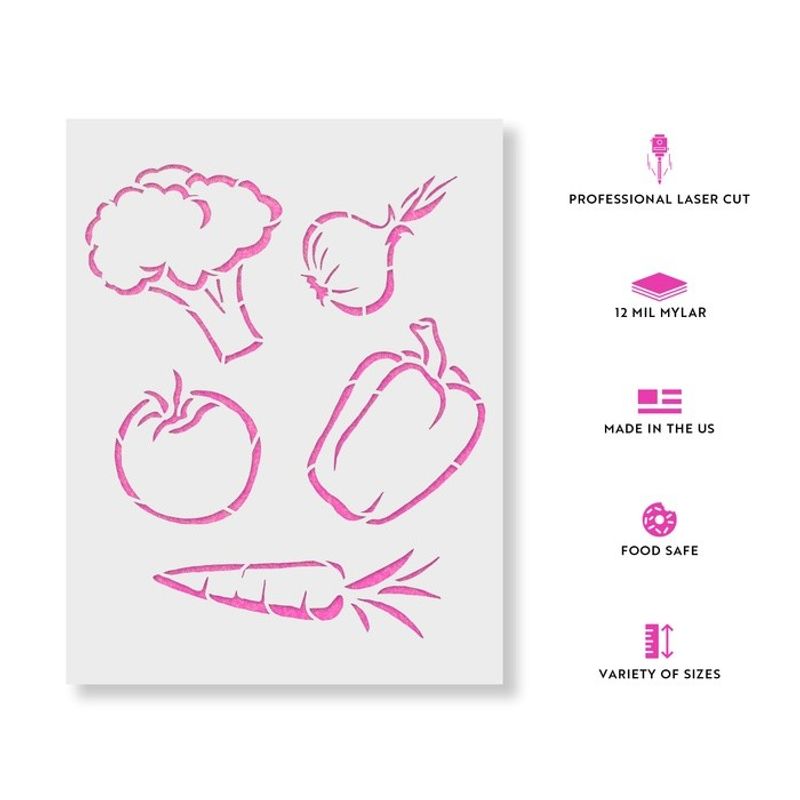 Casa si Gradina - Decoratiuni - DIY - Sabloane decorative pereti - Sablon Perete vopsire, tencuiala 0.7mm Vegetables Refolosibil, model MXSP7199, 300 x 300 mm - Infinity.ro