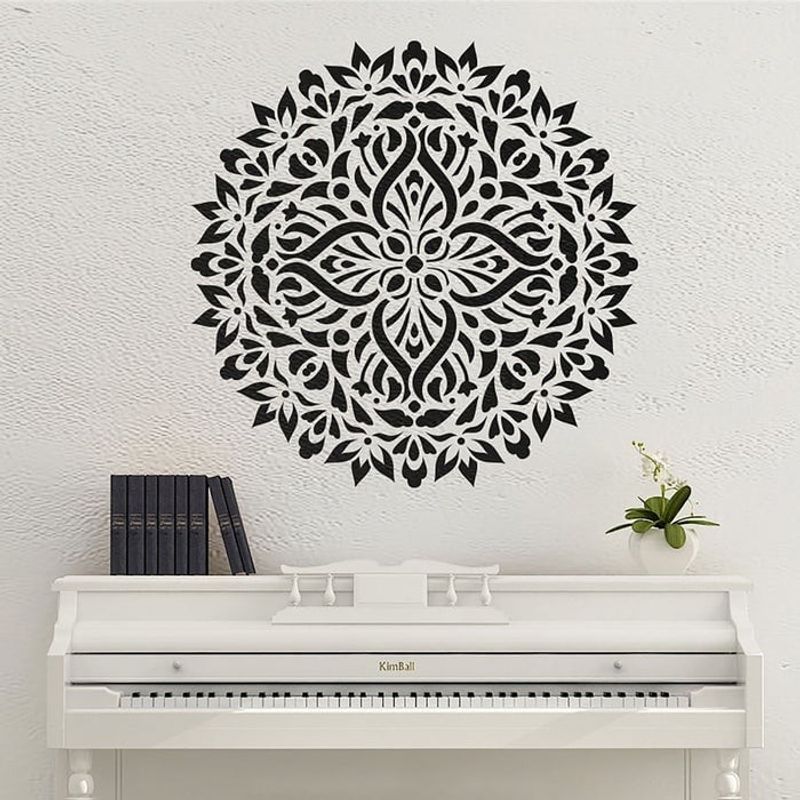 Casa si Gradina - Decoratiuni - DIY - Sabloane decorative pereti - Sablon Perete vopsire, tencuiala 0.7mm Trevo Mandala Refolosibil, model MXSP7156, 700 x 700 mm - Infinity.ro