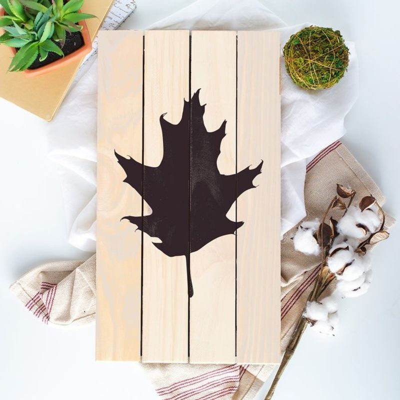 Casa si Gradina - Decoratiuni - DIY - Sabloane decorative pereti - Sablon Perete vopsire, tencuiala 0.7mm Oak Leaf Refolosibil, model MXSP7185, 900 x 900 mm - Infinity.ro