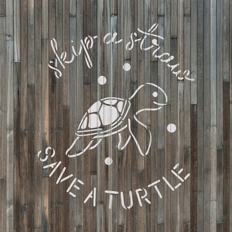 Casa si Gradina - Decoratiuni - DIY - Sabloane decorative pereti - Sablon Perete vopsire, tencuiala 0.7mm Save Sea Turtles Refolosibil, model MXSP7207, 300 x 300 mm - Infinity.ro