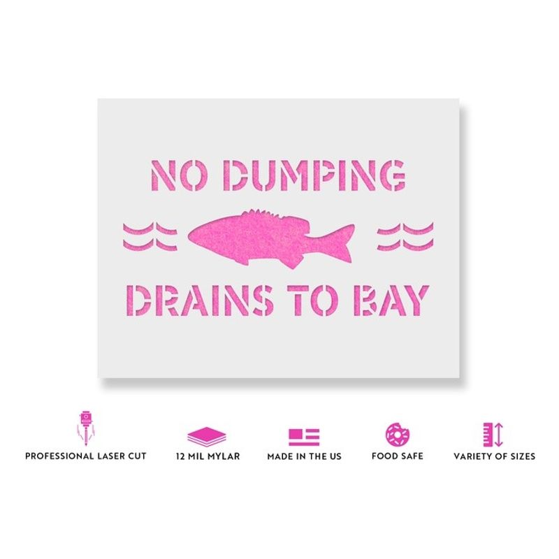 Casa si Gradina - Decoratiuni - DIY - Sabloane decorative pereti - Sablon Perete vopsire, tencuiala 0.7mm No Dumping Drains to Bay Refolosibil, model MXSP7224, 800 x 800 mm, 0.70mm - Infinity.ro