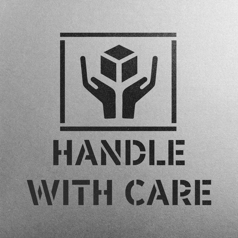 Casa si Gradina - Decoratiuni - DIY - Sabloane decorative pereti - Sablon Perete vopsire, tencuiala 0.7mm Handle With Care Symbol Refolosibil, model MXSP7230, 200 x 200 mm, 0.70mm - Infinity.ro