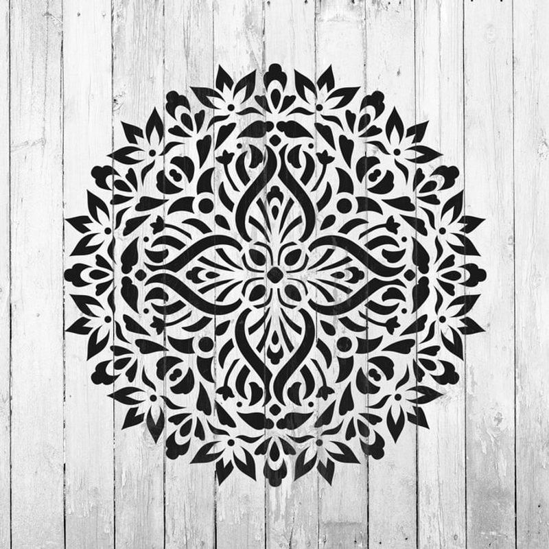 Casa si Gradina - Decoratiuni - DIY - Sabloane decorative pereti - Sablon Perete vopsire, tencuiala 0.7mm Trevo Mandala Refolosibil, model MXSP7156, 800 x 800 mm - Infinity.ro