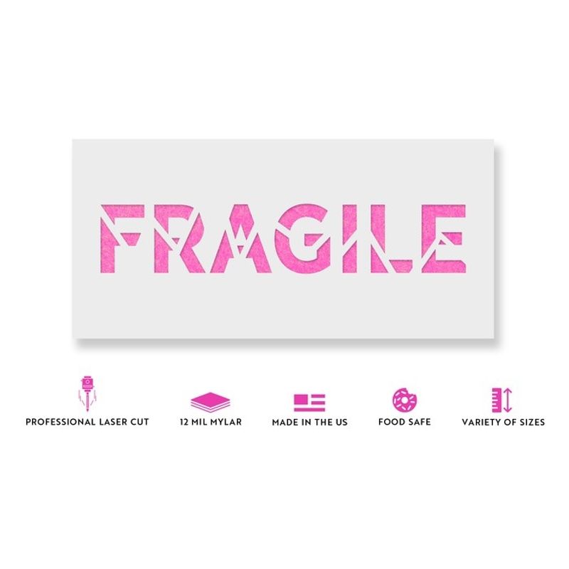 Casa si Gradina - Decoratiuni - DIY - Sabloane decorative pereti - Sablon Perete vopsire, tencuiala 0.7mm Fragile Word Broken Refolosibil, model MXSP7251, 200 x 200 mm, 0.70mm - Infinity.ro
