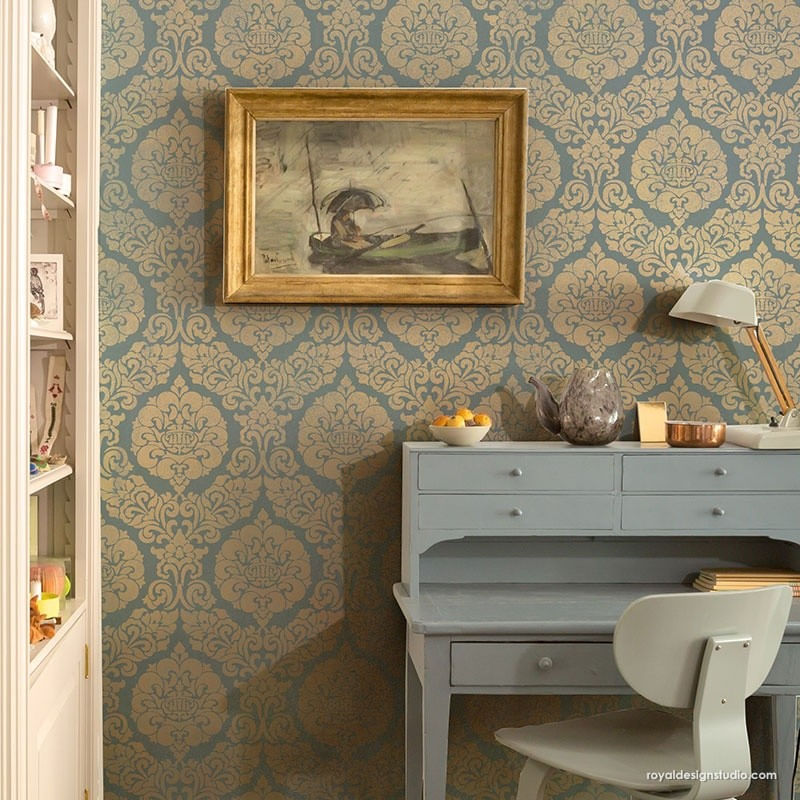Casa si Gradina - Decoratiuni - DIY - Sabloane decorative pereti - Sablon Perete vopsire, tencuiala dimensiune 900x600 x mm grosime 0,7mm Constance Damask model MXSP7500 - Infinity.ro