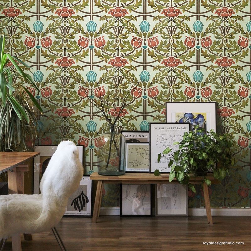 Casa si Gradina - Decoratiuni - DIY - Sabloane decorative pereti - Sablon Perete vopsire, tencuiala dimensiune 900x600 x mm grosime 0,7mm Eugenie Floral model MXSP7503 - Infinity.ro