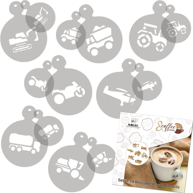 Casa si Gradina - Decoratiuni - DIY - Sabloane decorative pereti - Set 14 sabloane decorare cafea 30 si 7 cm 0.5mm Transport model MXSP7359 - Infinity.ro