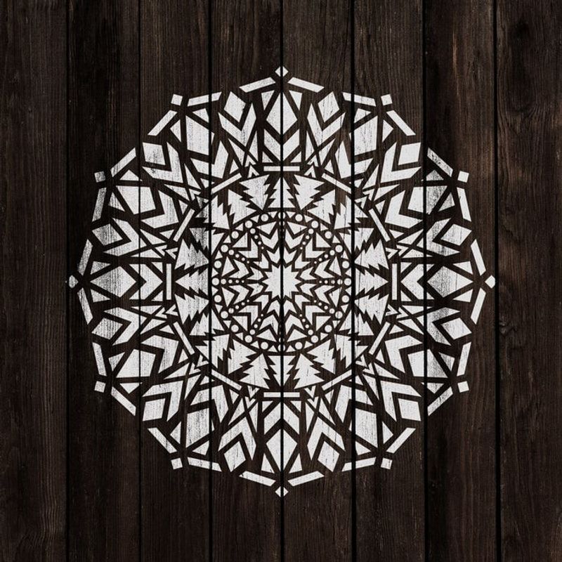 Casa si Gradina - Decoratiuni - DIY - Sabloane decorative pereti - Sablon Perete vopsire, tencuiala 0.7mm Abeto Mandala Refolosibil, model MXSP7159, 400 x 400 mm - Infinity.ro