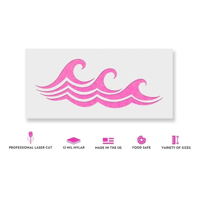 Casa si Gradina - Decoratiuni - DIY - Sabloane decorative pereti - Sablon Perete vopsire, tencuiala 0.7mm Waves Stencil Refolosibil, model MXSP7177, 600 x 600 mm - Infinity.ro