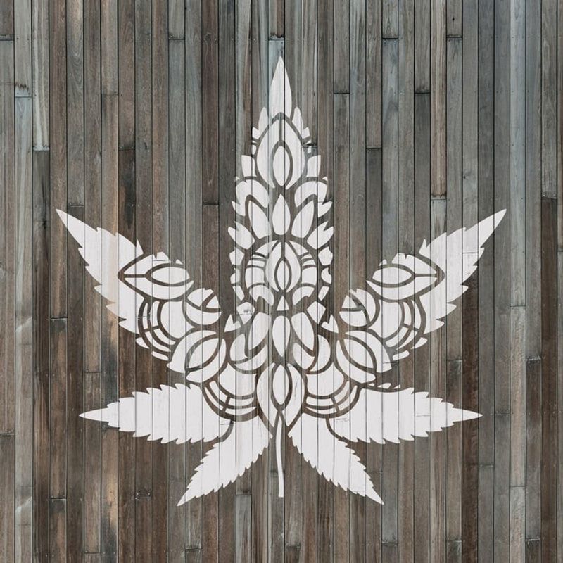 Casa si Gradina - Decoratiuni - DIY - Sabloane decorative pereti - Sablon Perete vopsire, tencuiala 0.7mm Mandala Weed Leaf Refolosibil, model MXSP7187, 300 x 300 mm - Infinity.ro