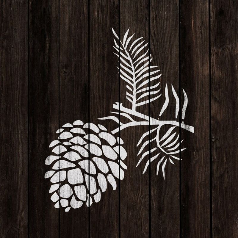 Casa si Gradina - Decoratiuni - DIY - Sabloane decorative pereti - Sablon Perete vopsire, tencuiala 0.7mm Pine Cone Stencil Refolosibil, model MXSP7170, 100 x 100 mm - Infinity.ro