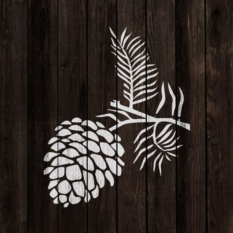 Casa si Gradina - Decoratiuni - DIY - Sabloane decorative pereti - Sablon Perete vopsire, tencuiala 0.7mm Pine Cone Stencil Refolosibil, model MXSP7170, 300 x 300 mm - Infinity.ro