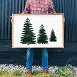 Casa si Gradina - Decoratiuni - DIY - Sabloane decorative pereti - Sablon Perete vopsire, tencuiala 0.7mm Pine Trees Stencil Refolosibil, model MXSP7162, 600 x 600 mm - Infinity.ro
