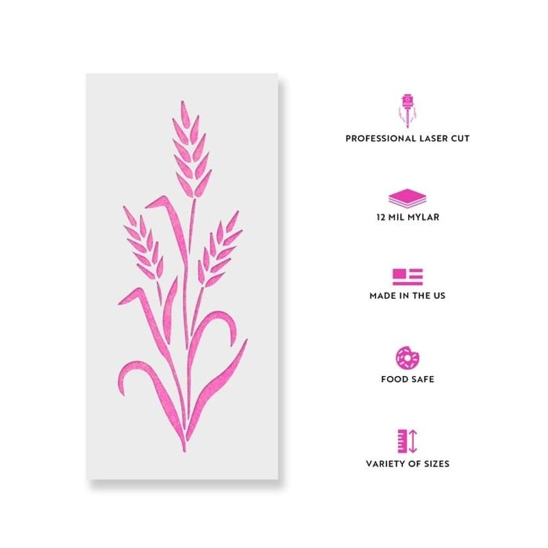 Casa si Gradina - Decoratiuni - DIY - Sabloane decorative pereti - Sablon Perete vopsire, tencuiala 0.7mm Wheat Stencil Refolosibil, model MXSP7180, 400 x 400 mm - Infinity.ro