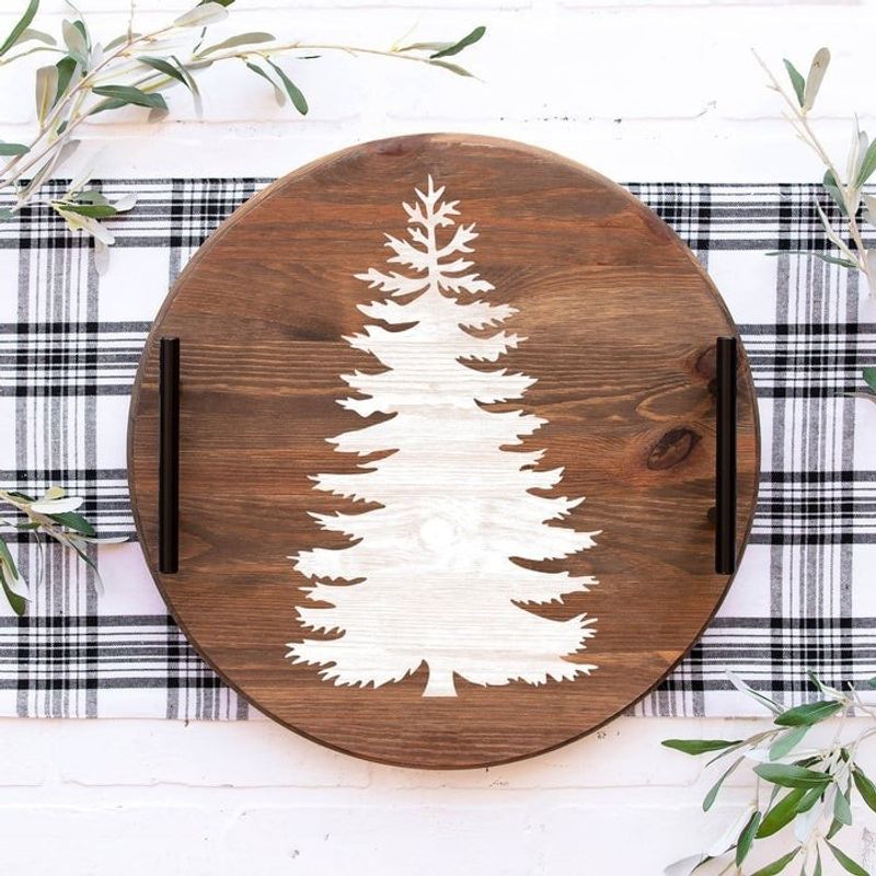 Casa si Gradina - Decoratiuni - DIY - Sabloane decorative pereti - Sablon Perete vopsire, tencuiala 0.7mm Pine Trees Stencil Refolosibil, model MXSP7162, 700 x 700 mm - Infinity.ro