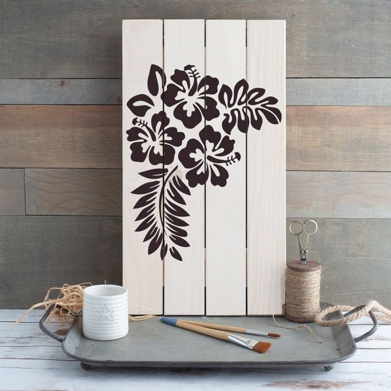 Casa si Gradina - Decoratiuni - DIY - Sabloane decorative pereti - Sablon Perete vopsire, tencuiala 0.7mm Hibiscus Flower Stencil Refolosibil, model MXSP7171, 500 x 500 mm - Infinity.ro