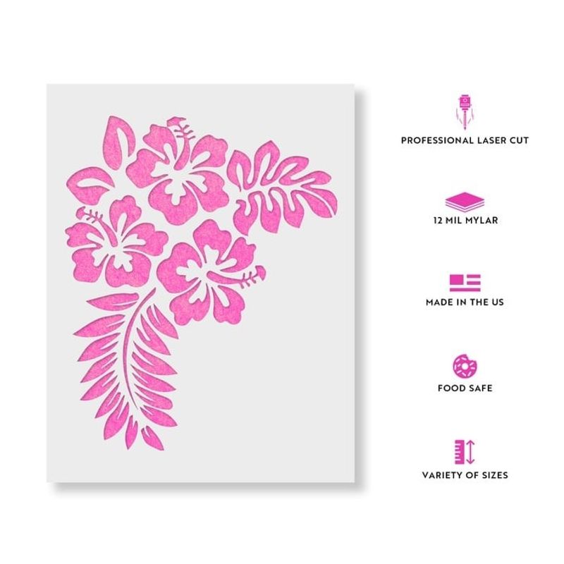 Casa si Gradina - Decoratiuni - DIY - Sabloane decorative pereti - Sablon Perete vopsire, tencuiala 0.7mm Hibiscus Flower Stencil Refolosibil, model MXSP7171, 700 x 700 mm - Infinity.ro