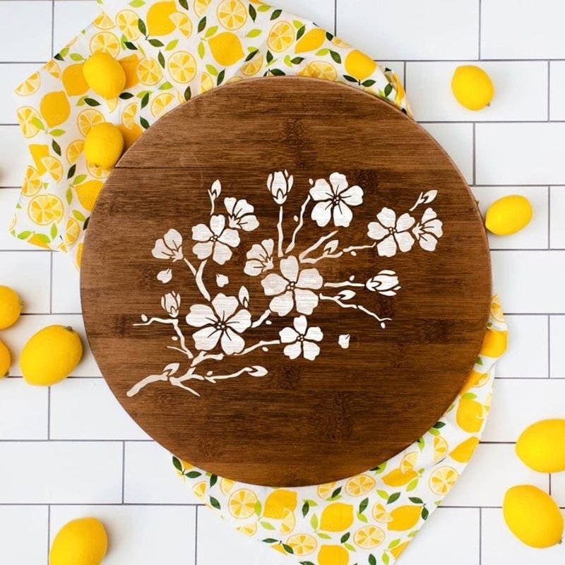 Casa si Gradina - Decoratiuni - DIY - Sabloane decorative pereti - Sablon Perete vopsire, tencuiala 0.7mm Cherry Blossom Stencil Refolosibil, model MXSP7163, 1000 x 1000 mm - Infinity.ro