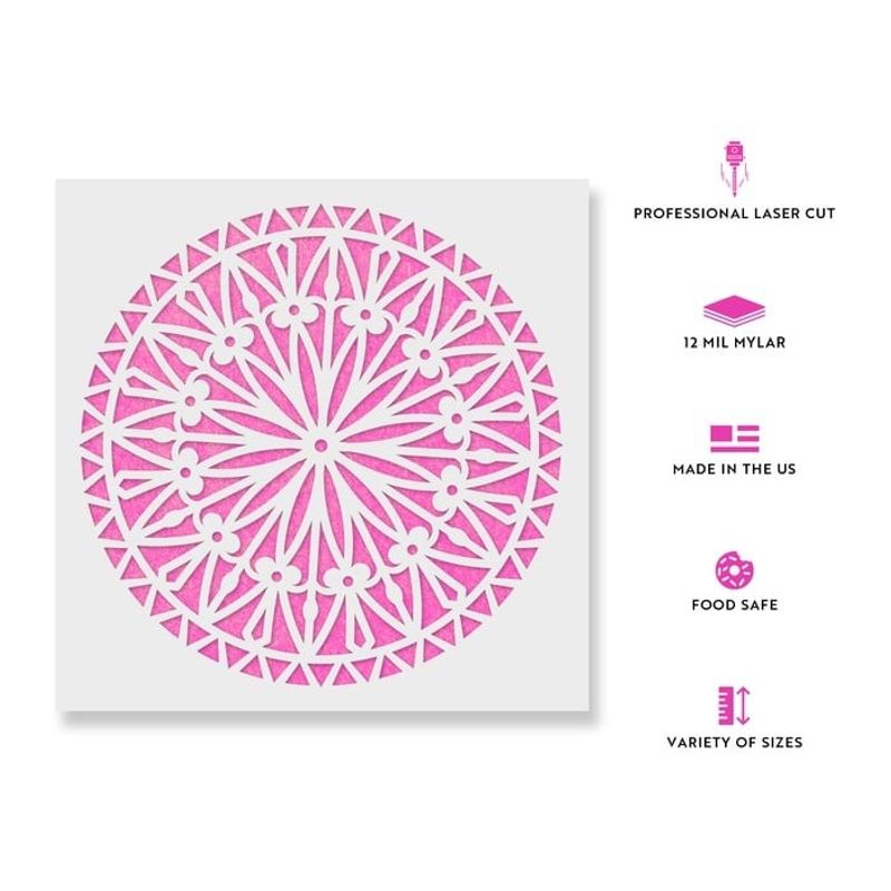 Casa si Gradina - Decoratiuni - DIY - Sabloane decorative pereti - Sablon Perete vopsire, tencuiala 0.7mm Bellis Mandala Refolosibil, model MXSP7153, 700 x 700 mm - Infinity.ro