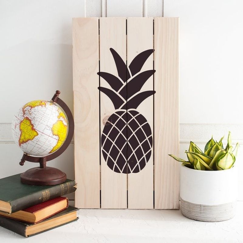 Casa si Gradina - Decoratiuni - DIY - Sabloane decorative pereti - Sablon Perete vopsire, tencuiala 0.7mm Simple Pineapple Refolosibil, model MXSP7197, 500 x 500 mm - Infinity.ro