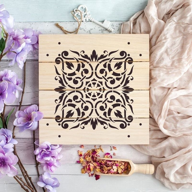 Casa si Gradina - Decoratiuni - DIY - Sabloane decorative pereti - Sablon Perete vopsire, tencuiala 0.7mm Arabesque Refolosibil, model MXSP7154, 200 x 200 mm - Infinity.ro