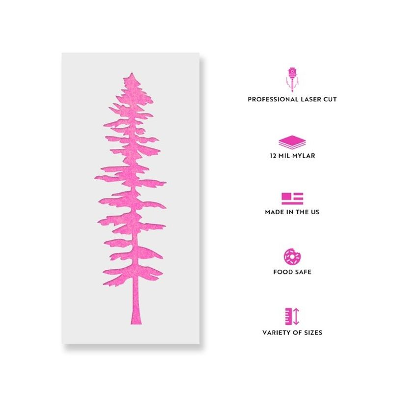 Casa si Gradina - Decoratiuni - DIY - Sabloane decorative pereti - Sablon Perete vopsire, tencuiala 0.7mm Tall Fir Tree Stencil Refolosibil, model MXSP7164, 100 x 100 mm - Infinity.ro