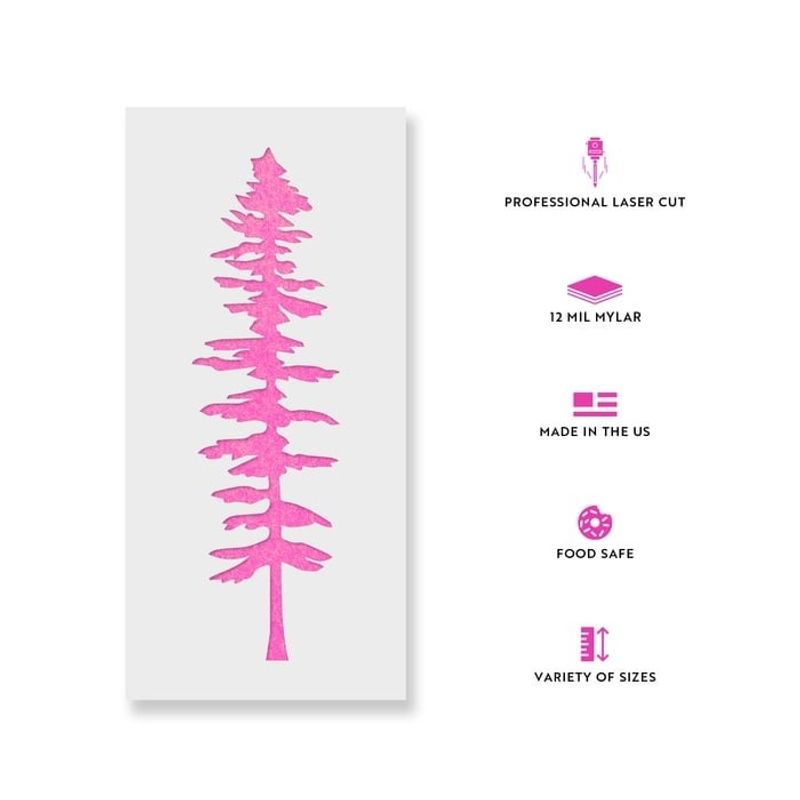 Casa si Gradina - Decoratiuni - DIY - Sabloane decorative pereti - Sablon Perete vopsire, tencuiala 0.7mm Tall Fir Tree Stencil Refolosibil, model MXSP7164, 1000 x 1000 mm - Infinity.ro