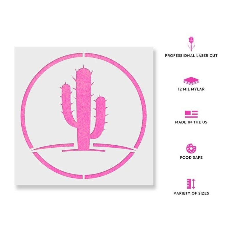 Casa si Gradina - Decoratiuni - DIY - Sabloane decorative pereti - Sablon Perete vopsire, tencuiala 0.7mm Cactus Refolosibil, model MXSP7181, 900 x 900 mm - Infinity.ro