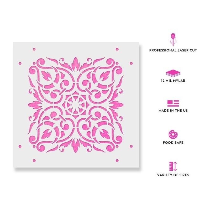 Casa si Gradina - Decoratiuni - DIY - Sabloane decorative pereti - Sablon Perete vopsire, tencuiala 0.7mm Arabesque Refolosibil, model MXSP7154, 900 x 900 mm - Infinity.ro