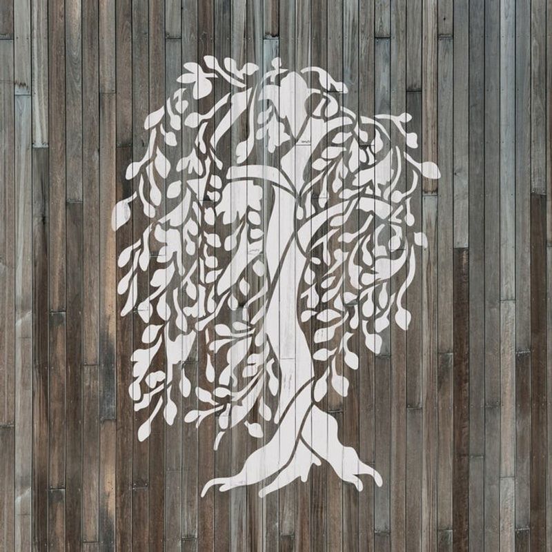 Casa si Gradina - Decoratiuni - DIY - Sabloane decorative pereti - Sablon Perete vopsire, tencuiala 0.7mm Willow Tree Refolosibil, model MXSP7183, 600 x 600 mm - Infinity.ro