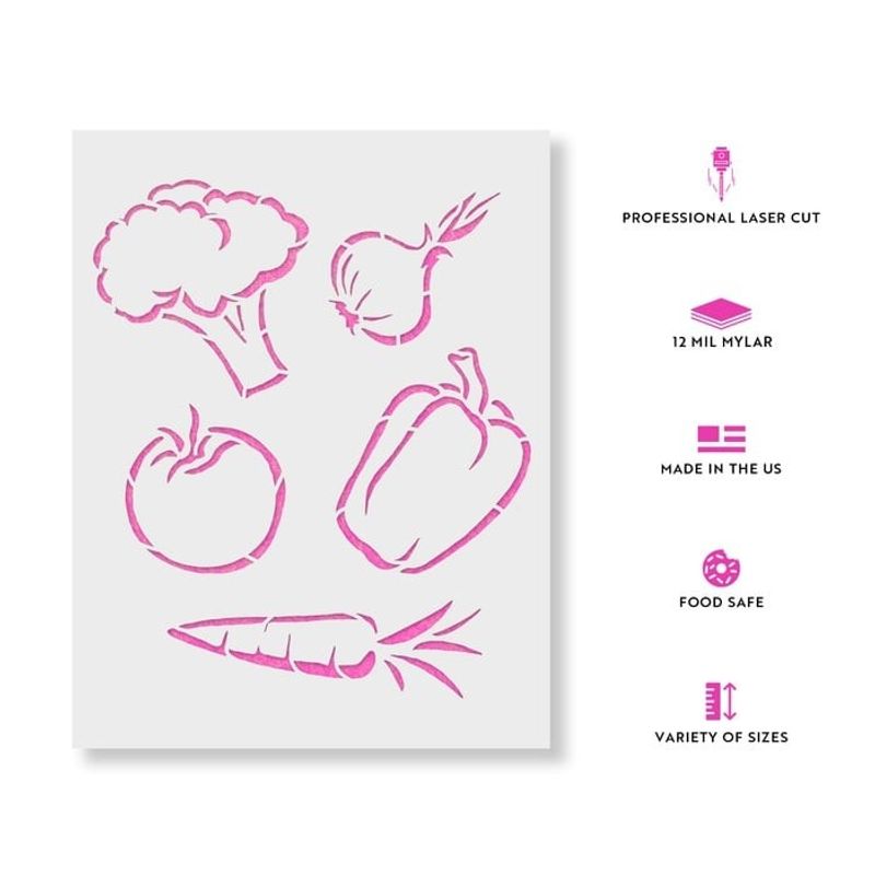 Casa si Gradina - Decoratiuni - DIY - Sabloane decorative pereti - Sablon Perete vopsire, tencuiala 0.7mm Vegetables Refolosibil, model MXSP7199, 900 x 900 mm - Infinity.ro