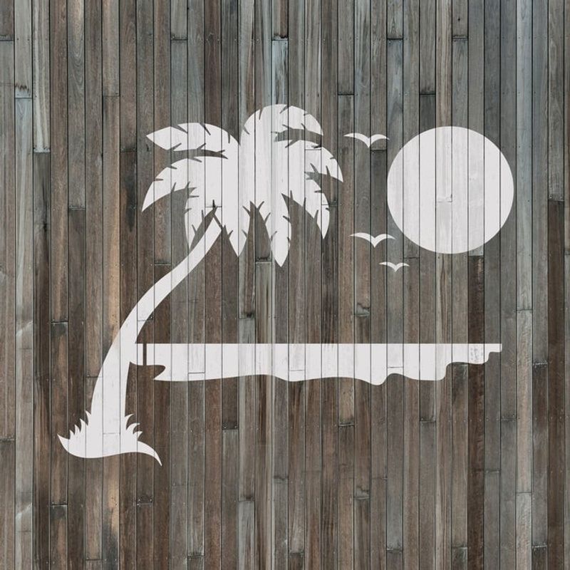 Casa si Gradina - Decoratiuni - DIY - Sabloane decorative pereti - Sablon Perete vopsire, tencuiala 0.7mm Beach Stencil Refolosibil, model MXSP7174, 300 x 300 mm - Infinity.ro