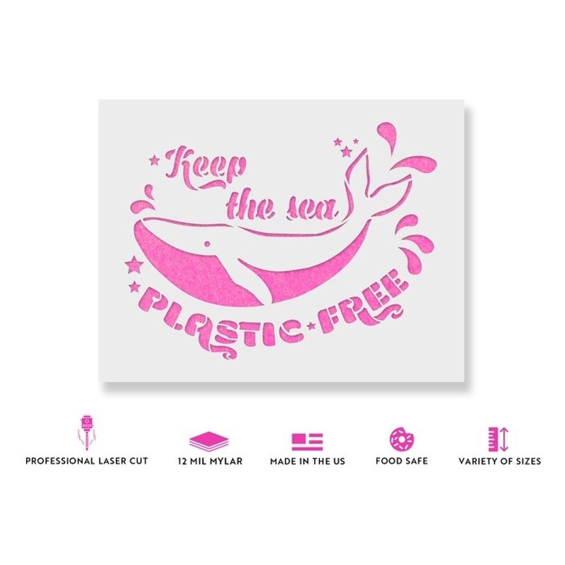 Casa si Gradina - Decoratiuni - DIY - Sabloane decorative pereti - Sablon Perete vopsire, tencuiala 0.7mm Keep The Sea Plastic Free Refolosibil, model MXSP7206, 600 x 600 mm - Infinity.ro