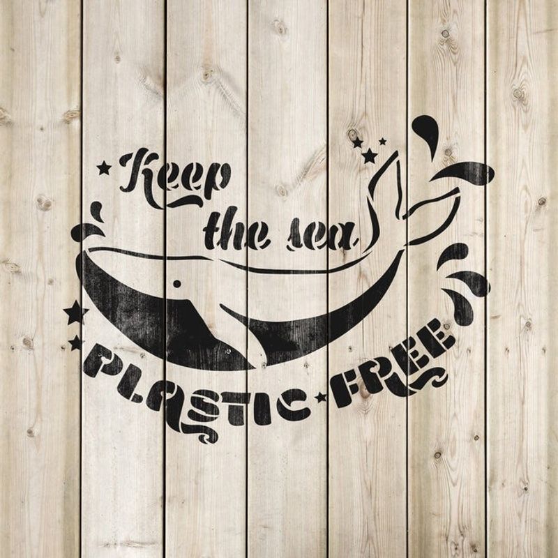 Casa si Gradina - Decoratiuni - DIY - Sabloane decorative pereti - Sablon Perete vopsire, tencuiala 0.7mm Keep The Sea Plastic Free Refolosibil, model MXSP7206, 600 x 600 mm - Infinity.ro