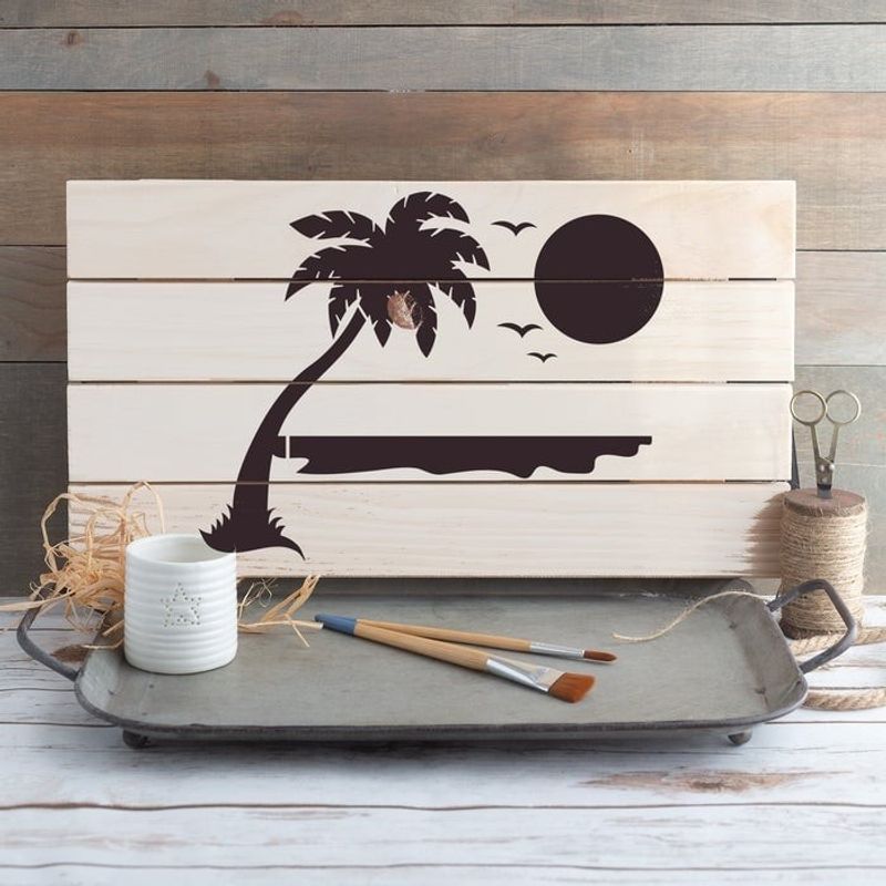 Casa si Gradina - Decoratiuni - DIY - Sabloane decorative pereti - Sablon Perete vopsire, tencuiala 0.7mm Beach Stencil Refolosibil, model MXSP7174, 600 x 600 mm - Infinity.ro